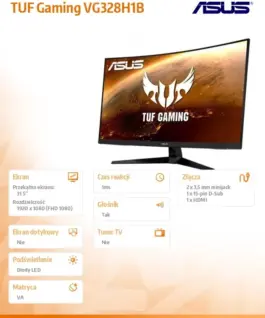 Alternative view of Asus Monitor 31.5 inch VG328H1B 1500R 165Hz HDMI DSUB Speaker