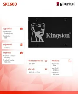 Kingston SSD KC600 SERIES 1024GB SATA3 2.5 550/500 MB/s
