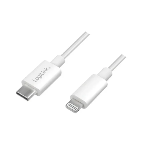 LogiLink Lightning male to USB-C кабел за връзка бял