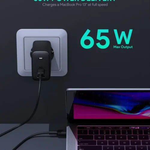 Alternative view of AUKEY PA-B3 Omnia GaN u ltrafast мрежово зарядно