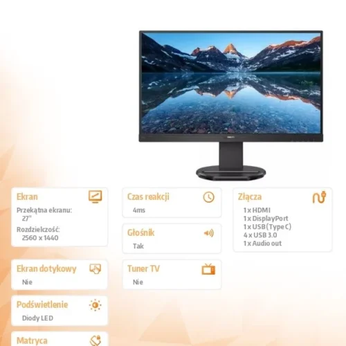 Philips Monitor 276B9 27 inch IPS HDMIx2 DP USB-C Pivot