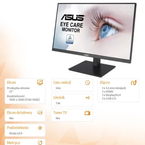 Asus Monitor 27 inch VA27DQSB IPS DP HDMI VGA USBx2 PIVOT Speaker