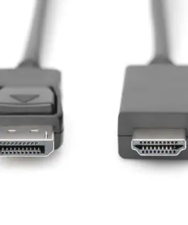 Digitus адаптер кабел Displayport 1.2 with interlock 4K 60Hz UHD Typ DP/HDMI A M/M черен