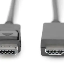 Alternative view of Digitus адаптер кабел Displayport 1.2 with interlock 4K 60Hz UHD Typ DP/HDMI A M/M черен 2 m