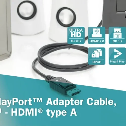 Digitus адаптер кабел Displayport 1.2 with interlock 4K 60Hz UHD Typ DP/HDMI A M/M черен 2
