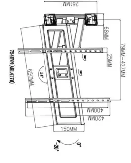 Alternative view of TB TV wall mount TB-754E 37-70 inches 35kg max VESA 600x400