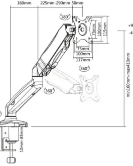 Alternative view of TB Gas spring bracket TB-MG1 27 inch 8kg