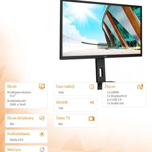 Alternative view of AOC Q32P2 монитор 31.5 inch IPS HDMIx2 DP height adjust