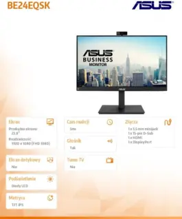Asus Monitor 24 inch BE24EQSK IPS VGA HDMI DP Speaker PIVOT Camera 2