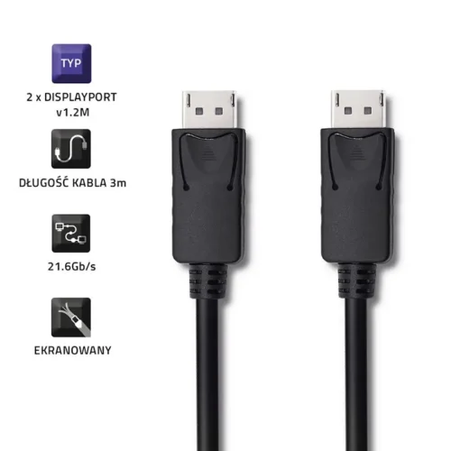 Alternative view of Qoltec DisplayPort v1.2 male, 4K, 3m
