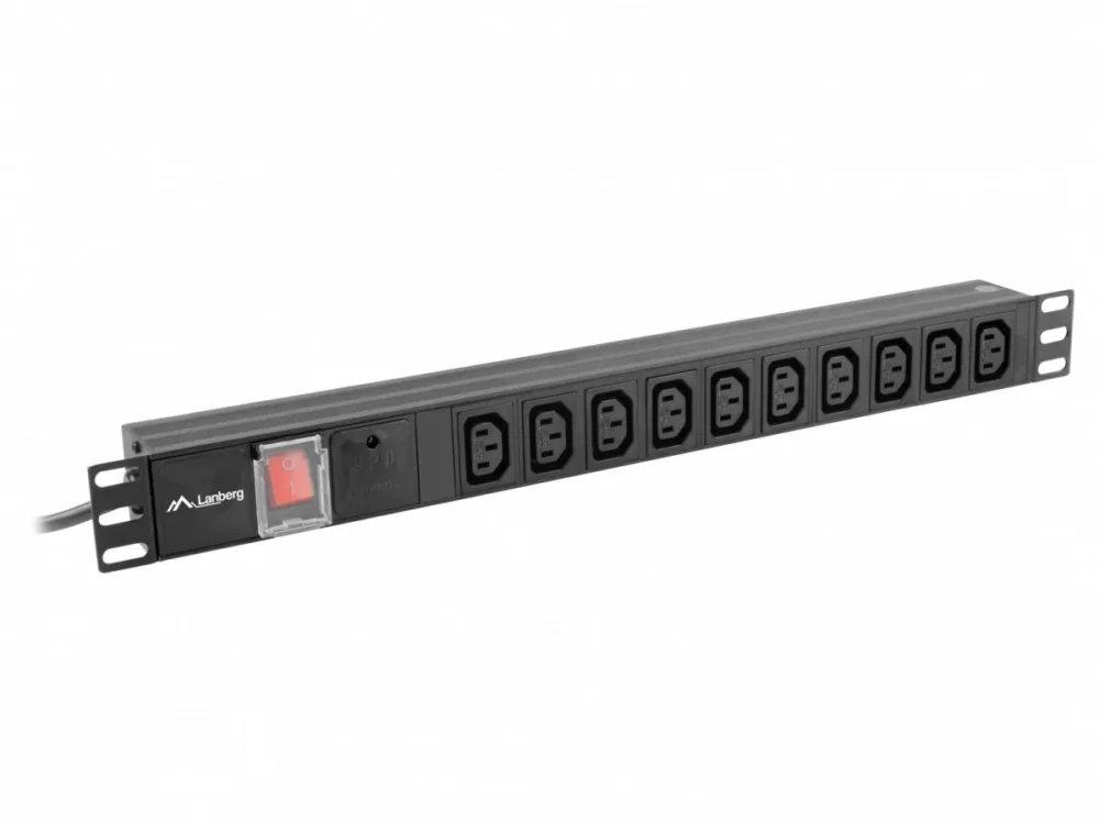 Lanberg Surge protector Rack PDU 19 inch 1U 10A 10X IEC C13 2m C14 черен