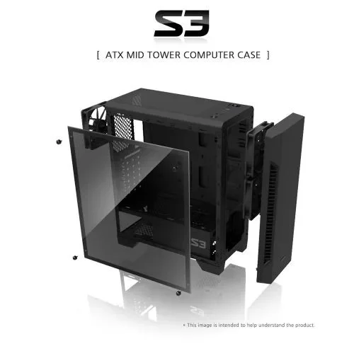 Zalman ZALMAN S3 TG ATX Mid To wer кутия за компютър TG fan x3