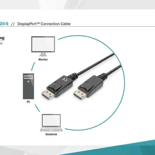 Digitus кабел за връзка DisplayPort with snaps 1080p 60Hz FHD Type DP / DP M / M черен