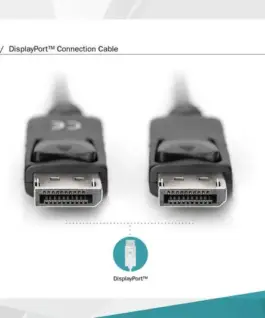 Digitus кабел за връзка DisplayPort with snaps 1080p 60Hz FHD Type DP / DP M / M черен