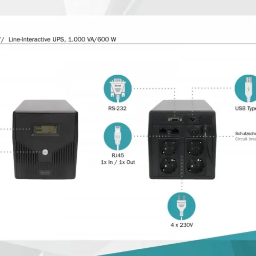 Digitus UPS Line-Ineractive 1000VA/600W LCD