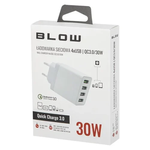 Alternative view of BLOW BLOW мрежово зарядно z gn.USBx4 QC3.0 30W
