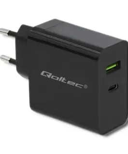 Qoltec зарядно | 45W | 5-20V | 2.25-3A | USB typ C PD | USB | черен