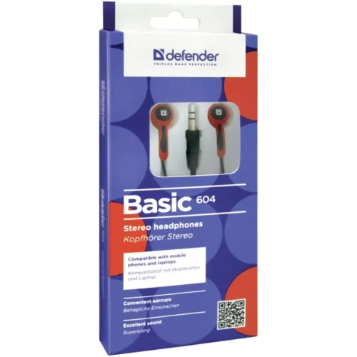 Defender EARPHONES BASIC 604 черен-червен