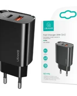 Alternative view of USAMS Usams phone зарядно 1xU SB-C+1xUSB T35 20W PD3.