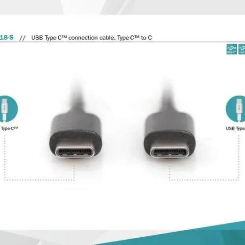 Digitus кабел за връзка USB 2.0 SuperSpeed Type USB C/USB C M/M черен 1