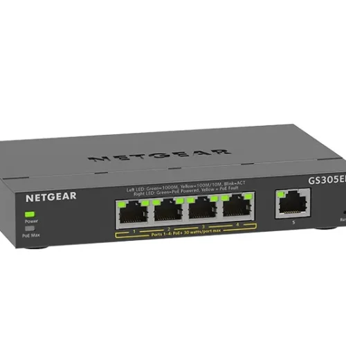 Alternative view of Netgear GS305EP switch unmanaged 5xGE (4xPoE+)
