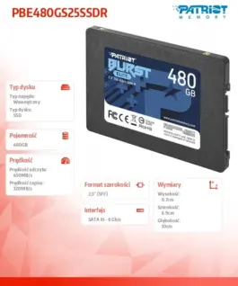 Patriot SSD 480GB Burst Elite 450/320MB/s SATA III 2.