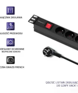 Qoltec Power strip for RACK 1U 16A