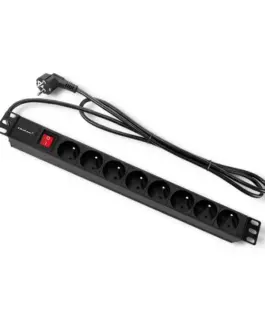 Alternative view of Qoltec Power strip for RACK 1U 16A, PDU, 8xFRENCH, 2m