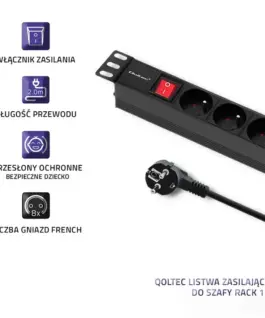 Qoltec Power strip for RACK 1U 16A