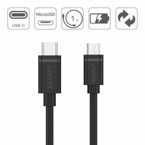 Alternative view of Unitek USB кабел Type-C microUSB, 1m, Y-C473BK