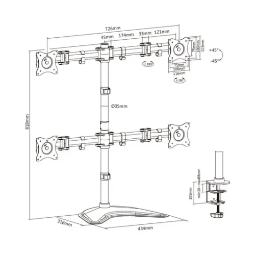 Digitus Monitor Stand 4xLCD max. 27 max. 8kg