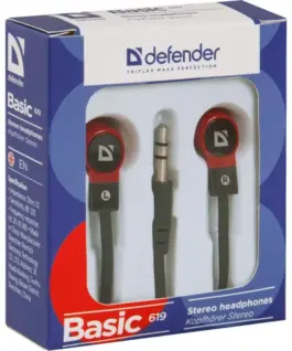 Alternative view of Defender Wiчервен earphones BASIC 619 черен-червен