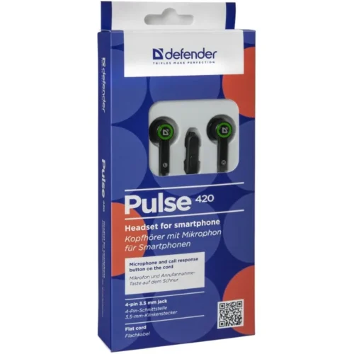 Defender Wiчервен earphones PULSE 420 черен-зелен