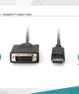 Digitus Displayport1.1a кабел 1m DP/DVI-D