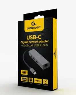 Alternative view of Gembird 3-port USB 3.1 hub with a network card