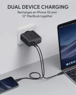 Alternative view of AUKEY AUKEY PA-D5 ultrafast W all зарядно 2xUSB C 63W