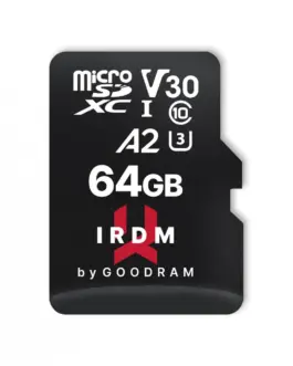 Alternative view of GOODRAM памет card microSD IRDM 64GB UHS-I U3 A2 + адаптер