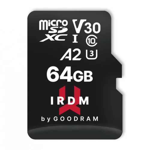 Alternative view of GOODRAM памет card microSD IRDM 64GB UHS-I U3 A2 + адаптер