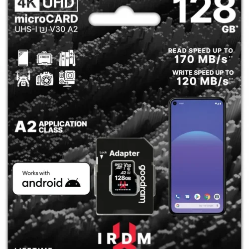 GOODRAM памет card microSD IRDM 128GB UHS-I U3 A2 + адаптер