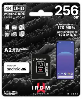 GOODRAM памет card microSD IRDM 256GB UHS-I U3 A2 + адаптер