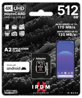 GOODRAM памет card microSD IRDM 512GB UHS-I U3 A2 + адаптер