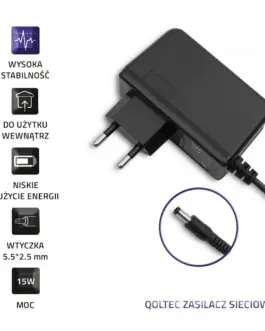 Alternative view of Qoltec Plug-in захранващ блок 15W 5V, 3A, 5.52.5