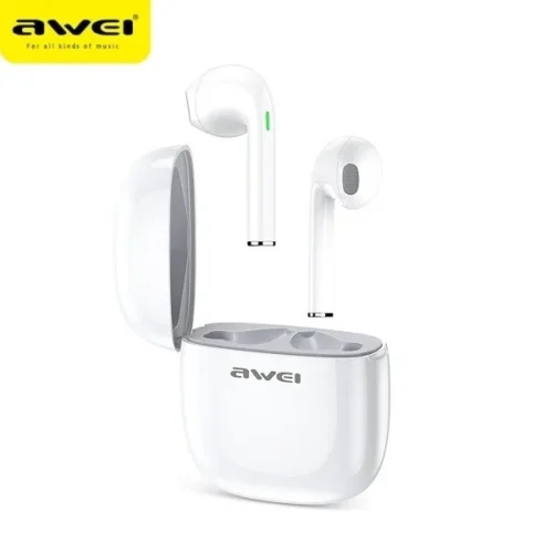 AWEI Earphones синtooth T28 TWS+docking бял