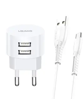 USAMS зарядно t20 2XUSB 2,1A USB-C кабел Round