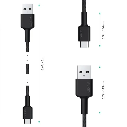 AUKEY CB-CA2 OEM nylon Quick Charge USB C-USB
