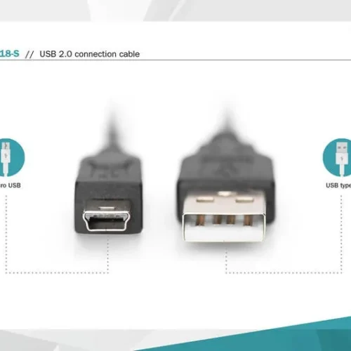 Digitus кабел за връзка USB A / miniUSB B M/M 1