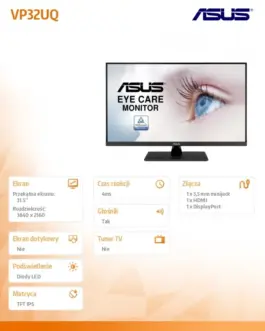 Alternative view of Asus Monitor 32 inch VP32UQ IPS UHD 4K 16:9 sRGB:100% 4ms/100MLN:1/350cd/m2 HDMI DP Speaker VESA