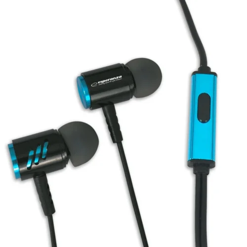 Alternative view of Esperanza METAL EARPHONES WITH MICROPHONE черен/червен
