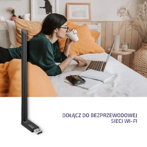 Qoltec Wi-Fi USB адаптер with antenna wireless