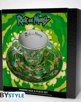 Alternative view of Комплект ABYSTYLE RICK AND MORTY Mirror mug and plate set Portal, Чаша, Подложка